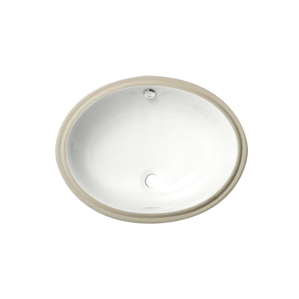 Back. Alfi - White 23" Oval Undermount Ceramic Sink - White.