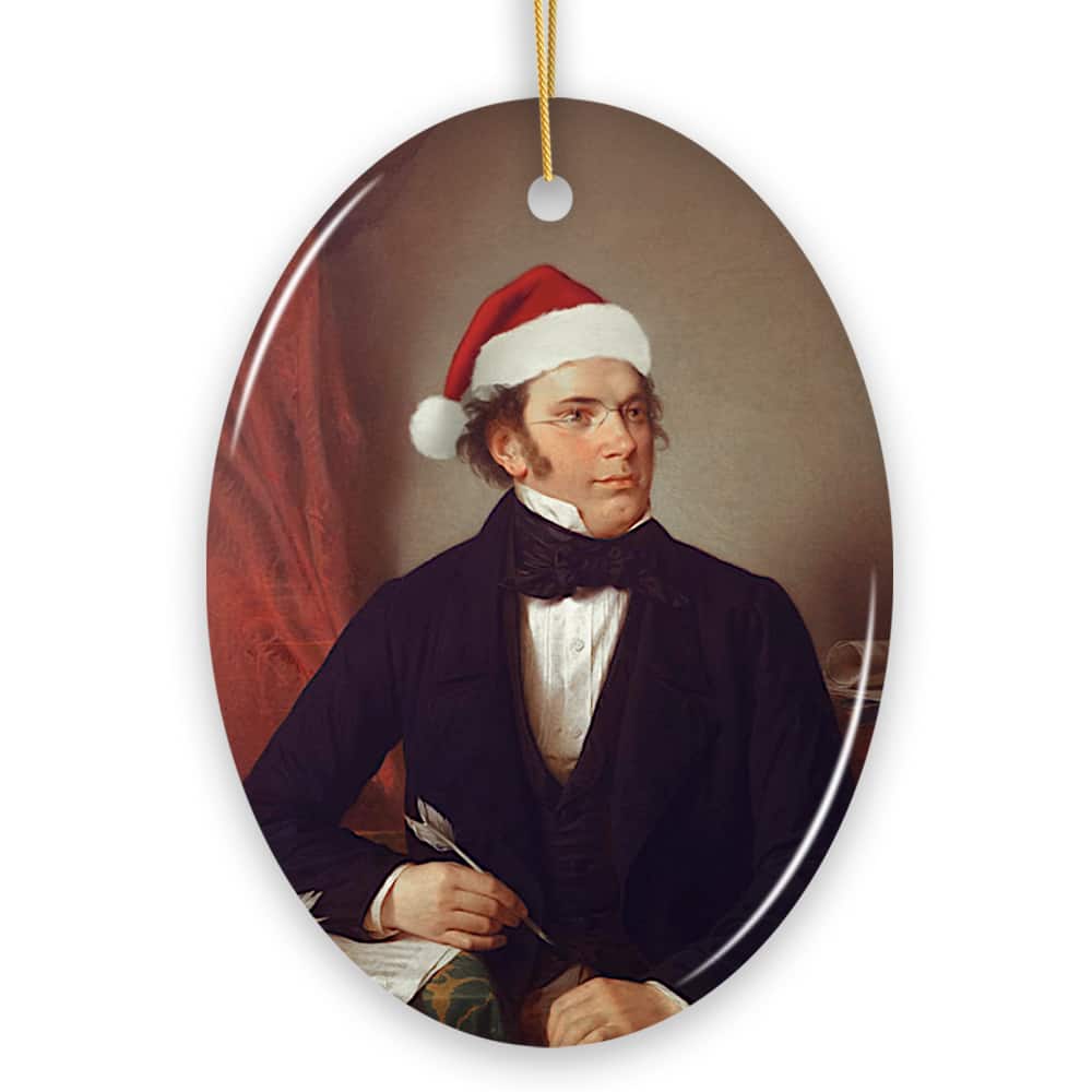 OrnamentallyYou - Santa Schubert Christmas Ornament, Composer Holiday Gift for Classical Musicians - Multi-colored