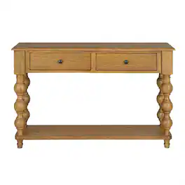 ROME + OAK - Stratford Rectangular Wood Console Table with Drawers - Natural Oak