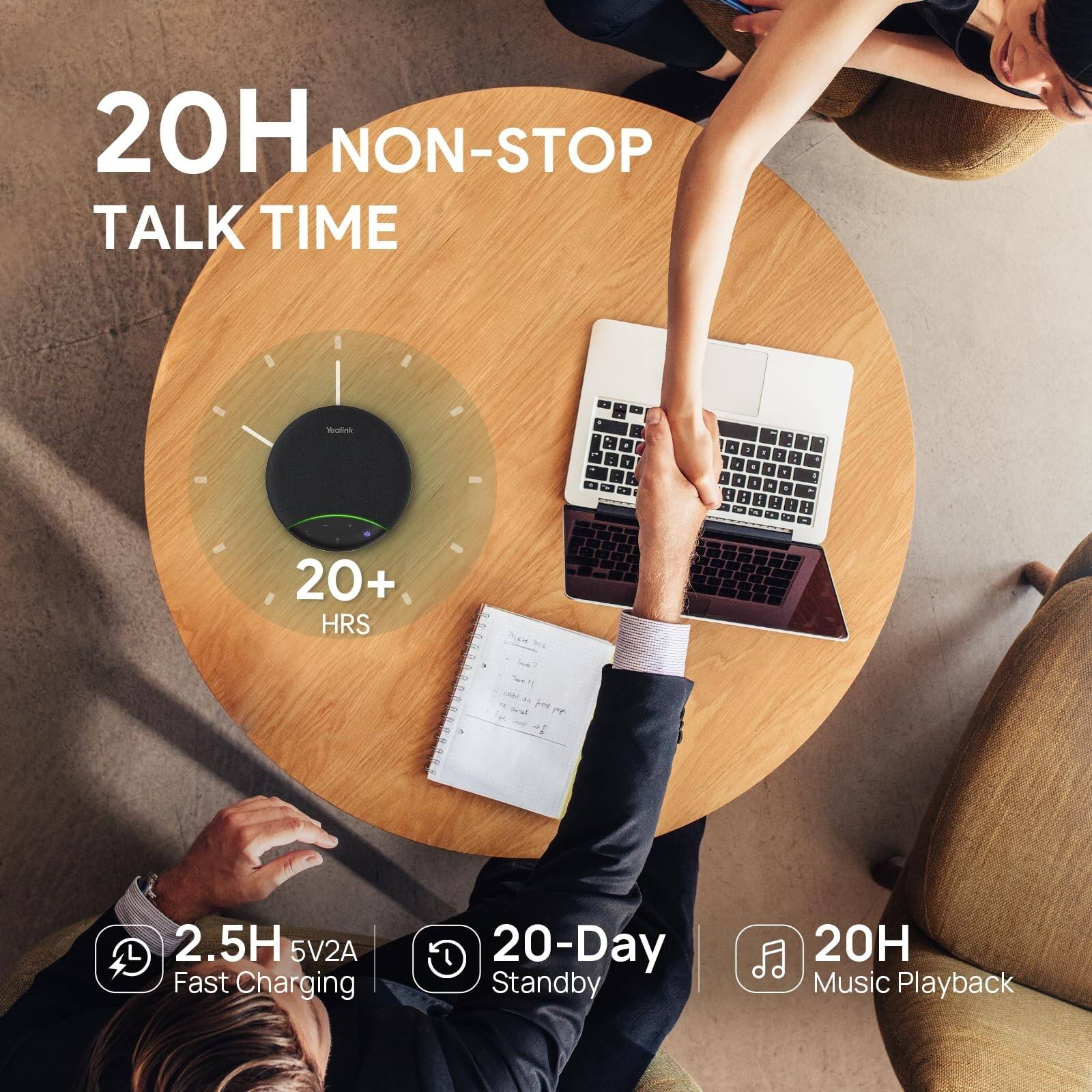 20H NON-STOP TALK TIME  
20+ HRS  
2.5H 5V2A Fast Charging  
20-Day Standby  
20H Music Playback