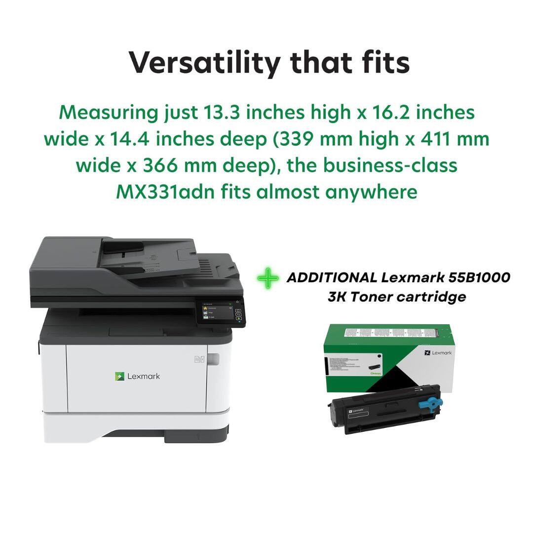 Lexmark MX331adn Monochrome Laser All in One Printer + Black Toner