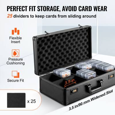 VEVOR Graded Card Storage Box 5 Slots Graded Sports Cards Holder Carrying Case with Coded Lock Foam Dividers for 162 PSA Graded Cards 115 Bgs Cards VEVOR Graded Card Storage Box 5 Slots Graded Sports Cards Holder Carrying Case with Coded Lock Foam Dividers for 162 PSA Graded Cards 115 Bgs Cards
