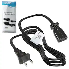 HQRP - 2-Prong Detachable Power Cable - 1/2-inch Pin Spacing, 3-ft for Presto West Bend Farberware Hamilton Beach - Black