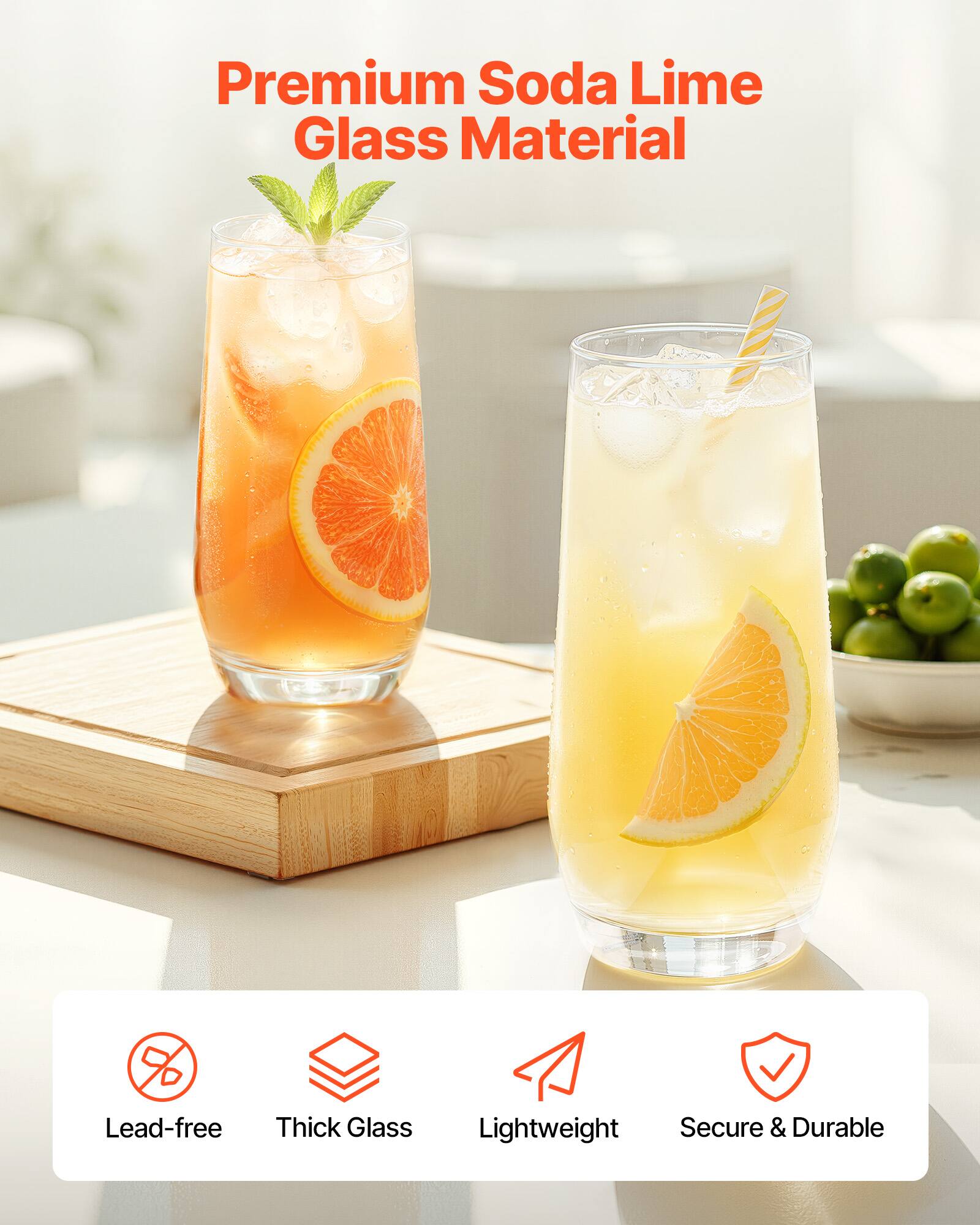Premium Soda Lime Glass Material

- Lead-free
- Thick Glass
- Lightweight
- Secure & Durable