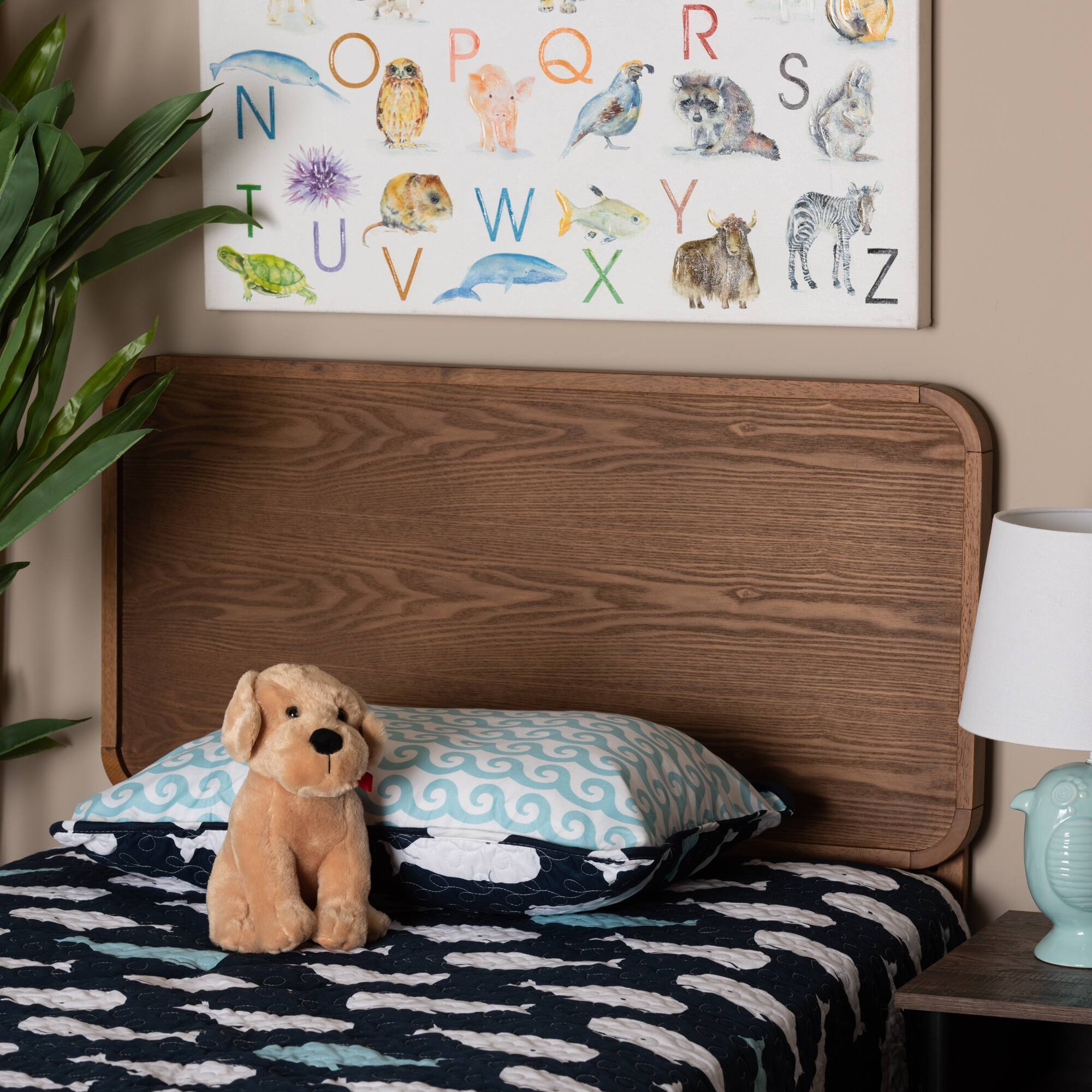 Left. Baxton Studio - Mailene Mid-Century Modern Finished Wood Twin Size Headboard - Ash Walnut.