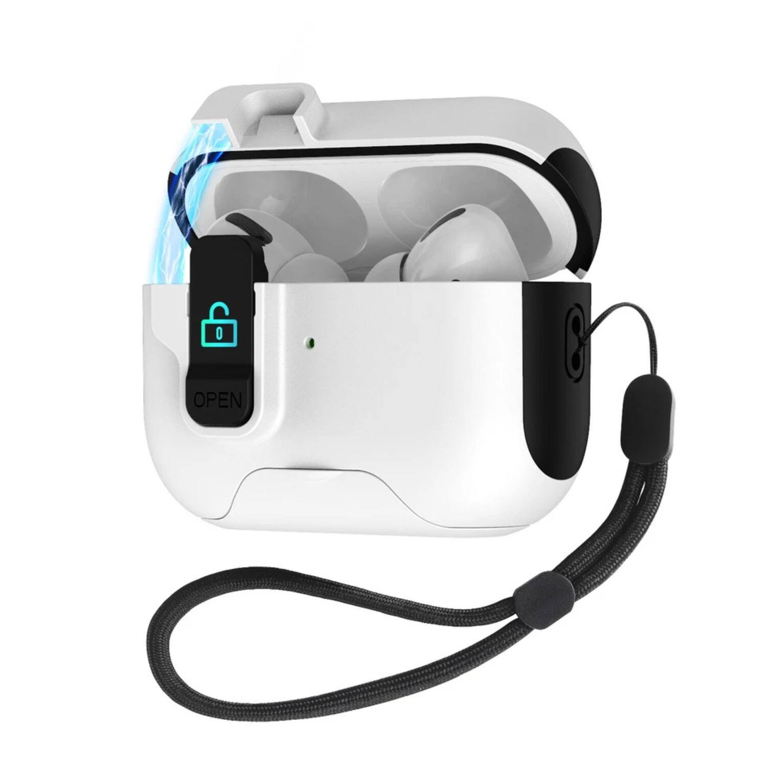 Front. Stock Preferred - For AirPods Pro 3rd Gen. 2025 Case with Kickstand Phone Holder - White Black.