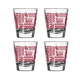 Logo Brands - Oklahoma Sooners 4-Pack 2oz. Shot Glass Set - Multicolor