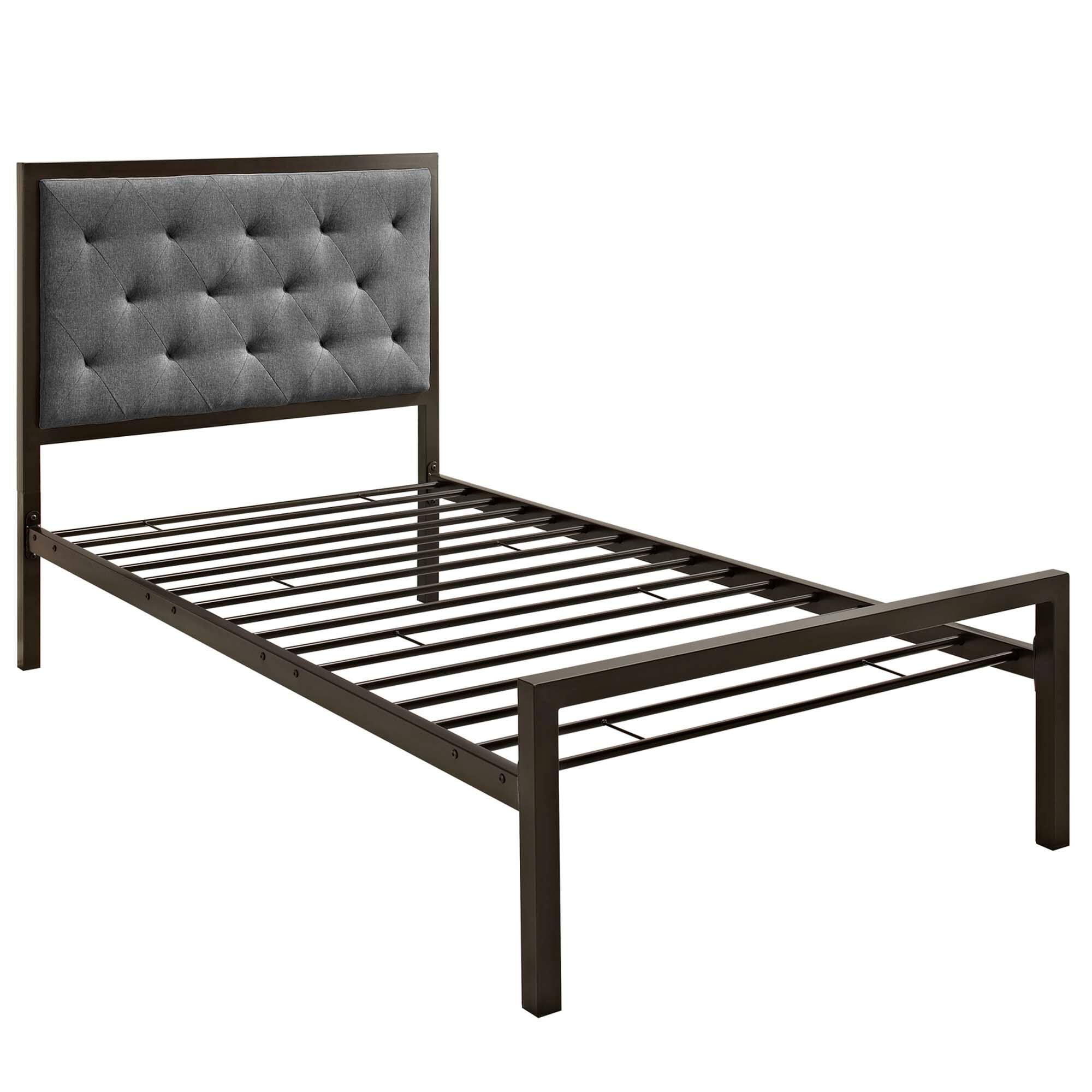 Alt View 4. Modway - Mia Fabric Twin Bed - Gray.