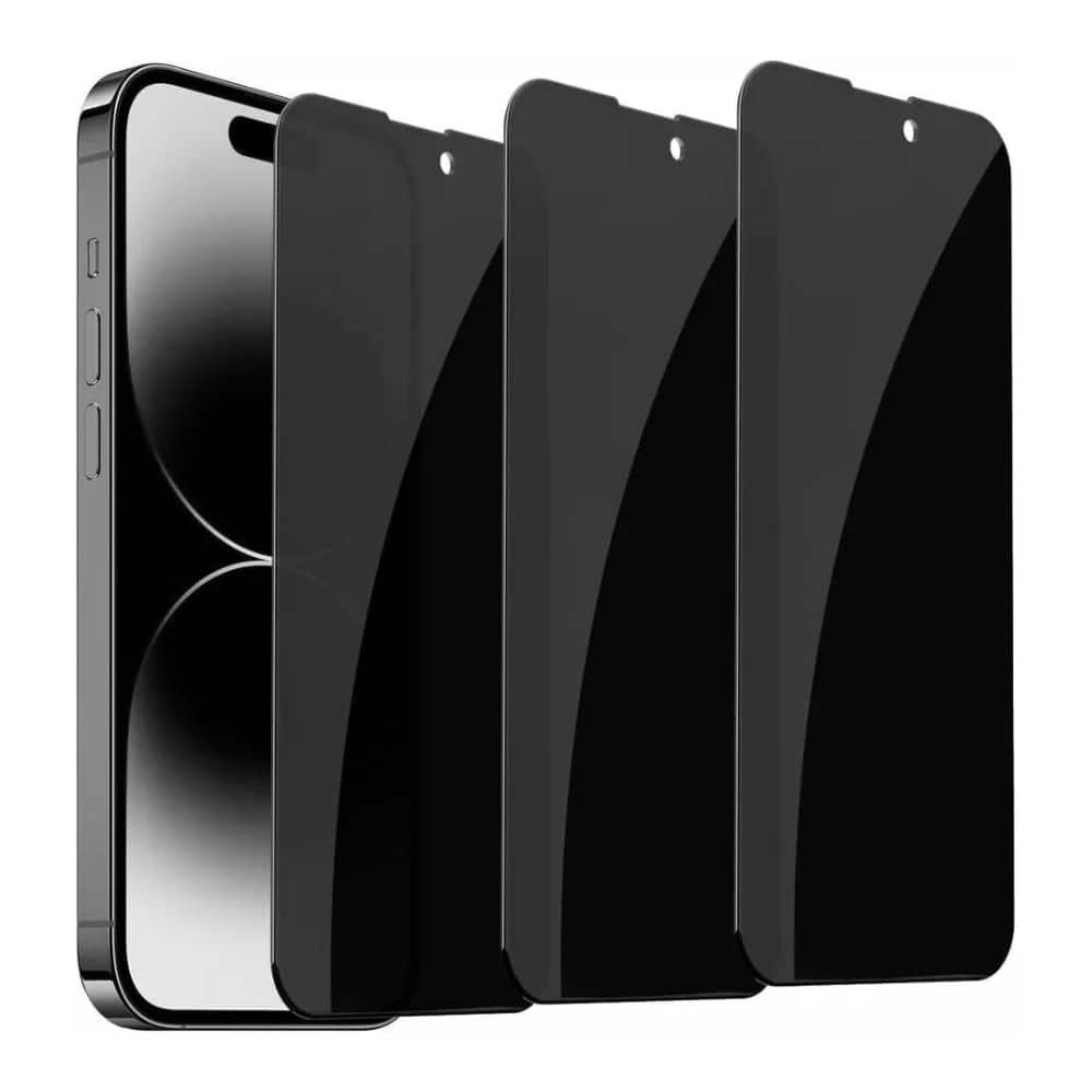 Qixxronics - 3pcs for iPhone 14 Pro Privacy Screen Protector Glass Anti-Spy Tempered Display Guard - Black