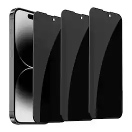 Qixxronics - 3-Pack Tempered Glass iPhone 14 Pro Max Privacy Screen Protector - Black