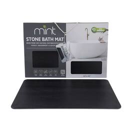 J&V TEXTILES - 24'' x 15'' Diatomaceous Quick-Drying Stone Bath Mat - Black