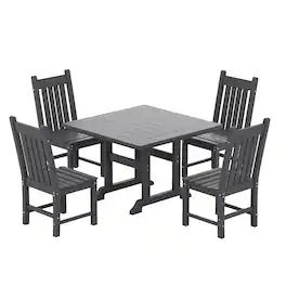 WestinTrends - Malibu 5 Piece Outdoor Patio Dining Set Outdoor Square Table and Chair Set - Gray