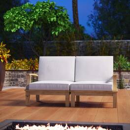 Marina 2 Piece Outdoor Patio Teak Set by Modway - Natural White