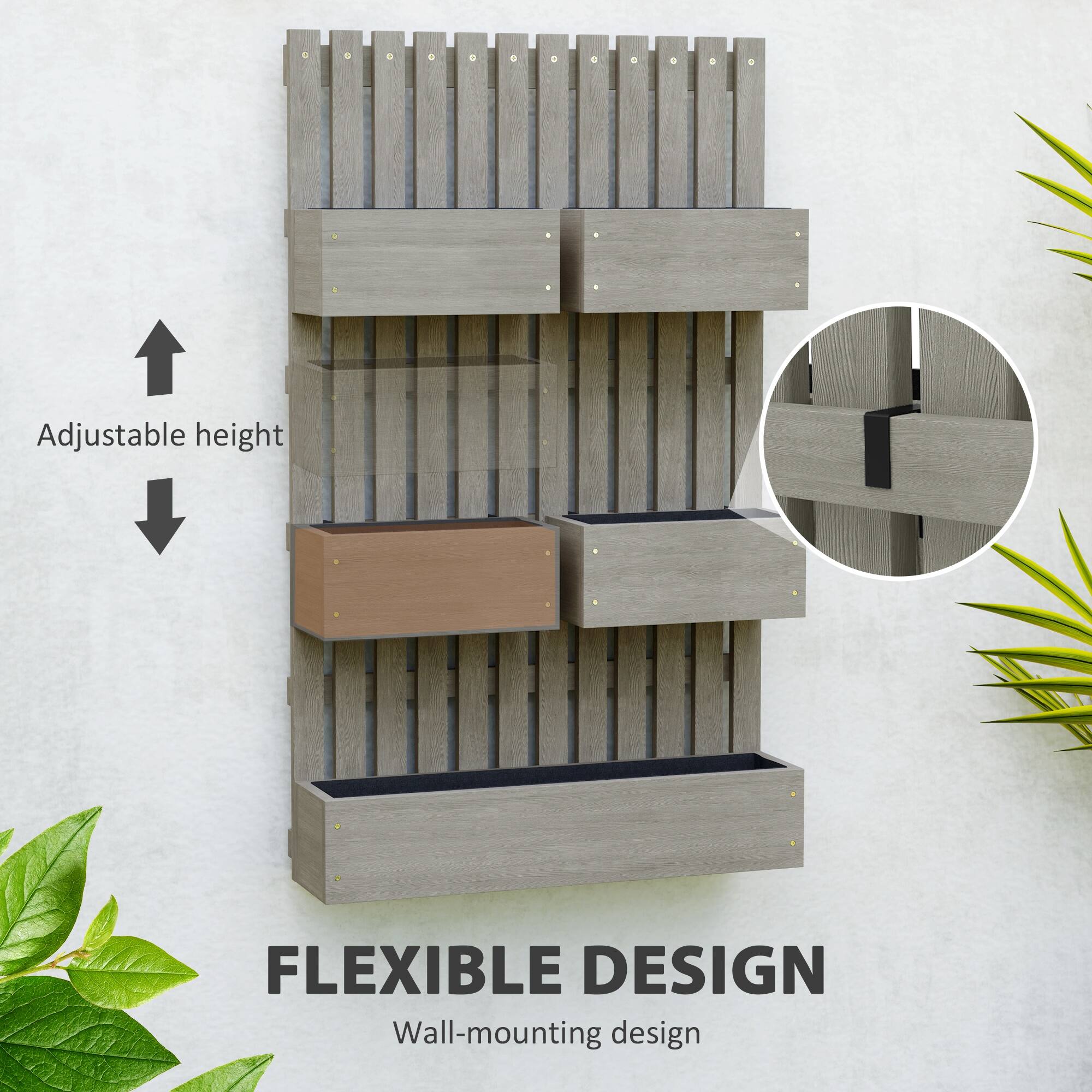 FLEXIBLE DESIGN, Wall-mounting design, Adjustable height