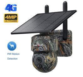 Cluzine - Mini Camouflage 2K 4G Solar Hunting Camera, 4MP IP66 Outdoor PTZ Camera with PIR Detection, 940NM IRs, 2-Way Audio