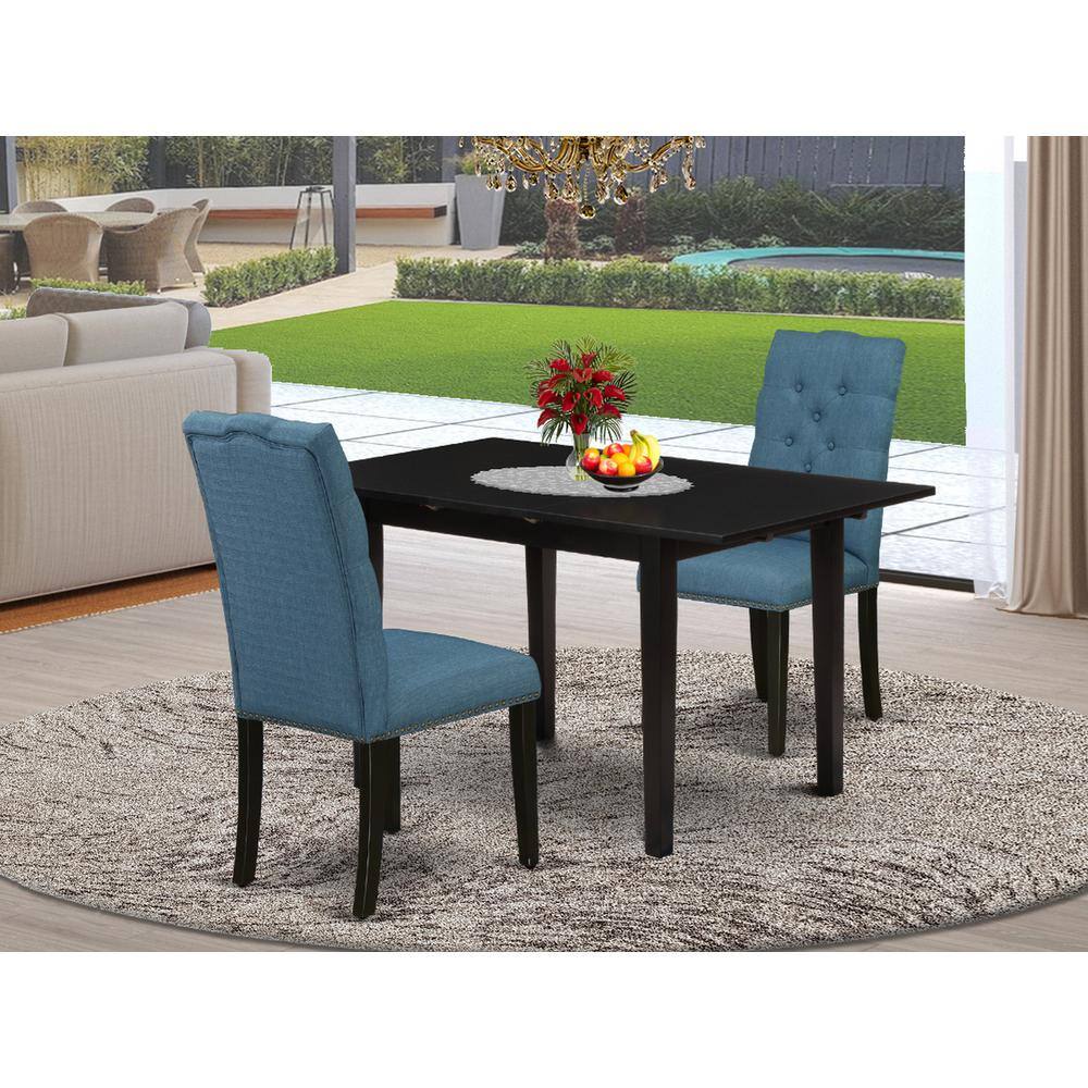 Back. East West Furniture - Dining Table- Parson Chairs - Brown.