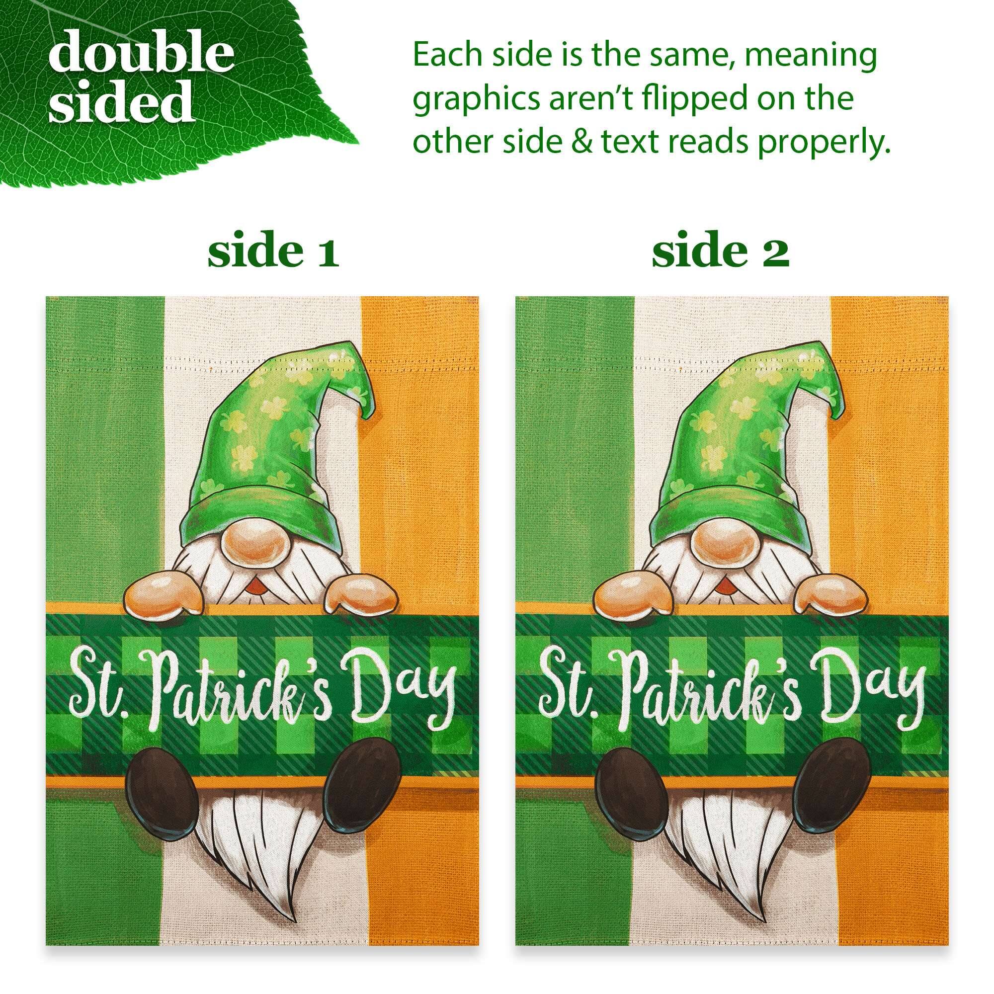 double sided

Each side is the same, meaning graphics aren't flipped on the other side & text reads properly.

side 1

side 2

St. Patrick's Day

St. Patrick's Day