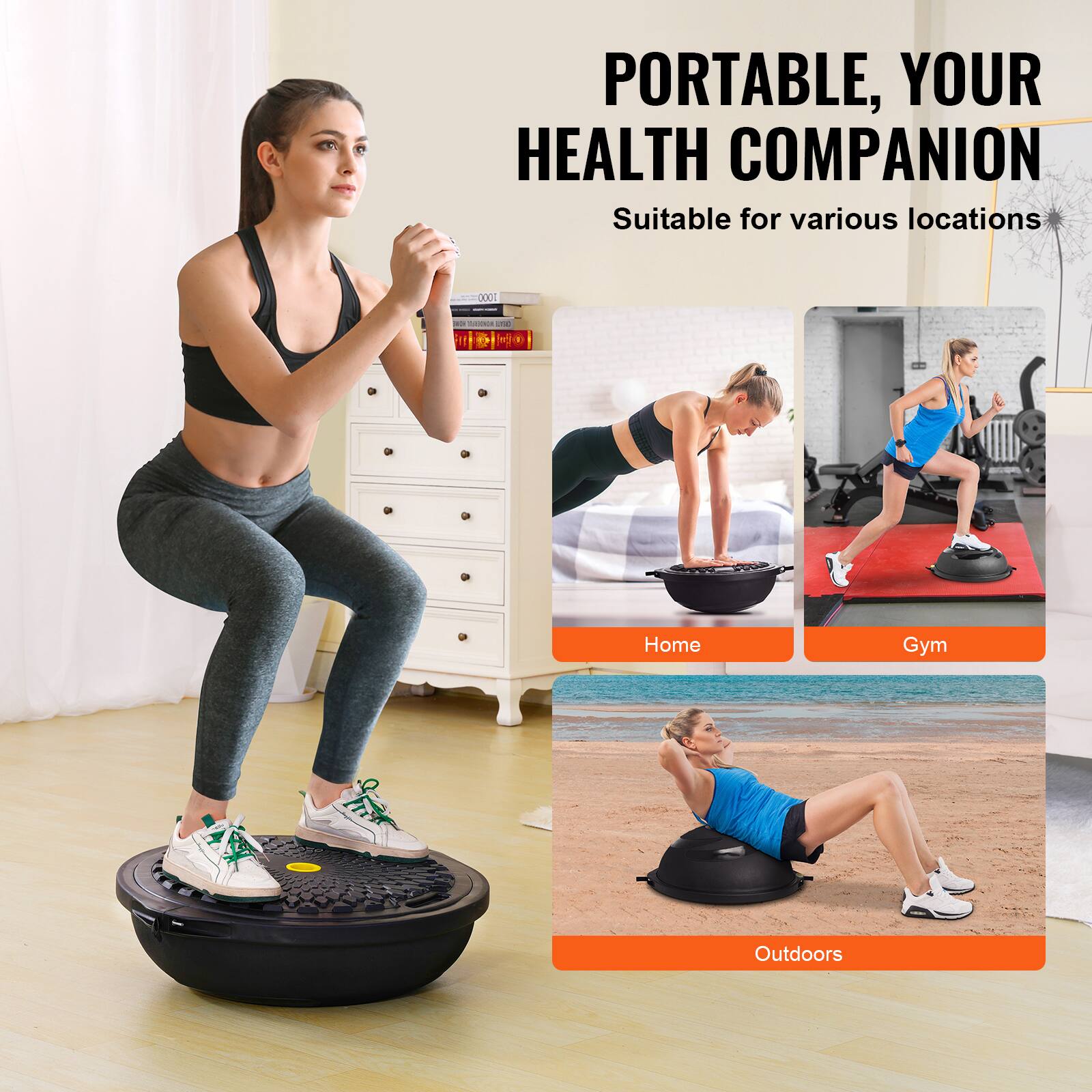 PORTABLE, YOUR HEALTH COMPANION Suitable for various locations

Home
Gym
Outdoors