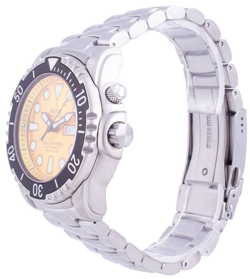 50 10 RATUO FREEDIVER SAT 1000 METERS AUTOMATIC HELIUM-SAFE 40 20 I 30 STEEL STAINLESS