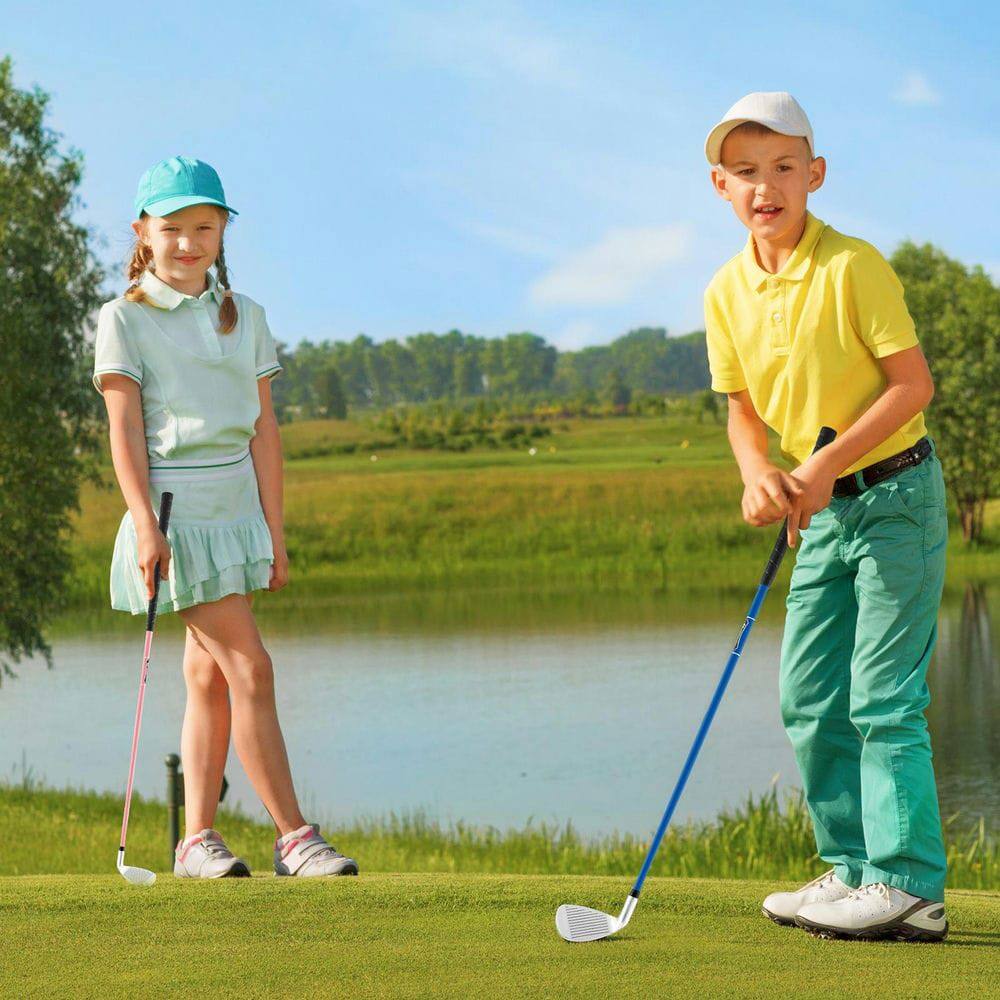 Alt View 4. Resenkos - Kids #7 Iron Golf Club with Fiberglass Shaft & Headcover - Blue - Blue.