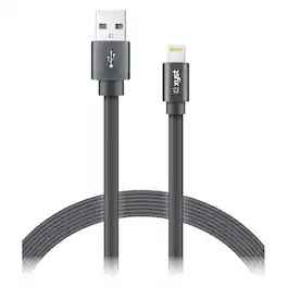 Xyst - Charge and Sync USB to Lightning Flat Cable 4Ft - Black