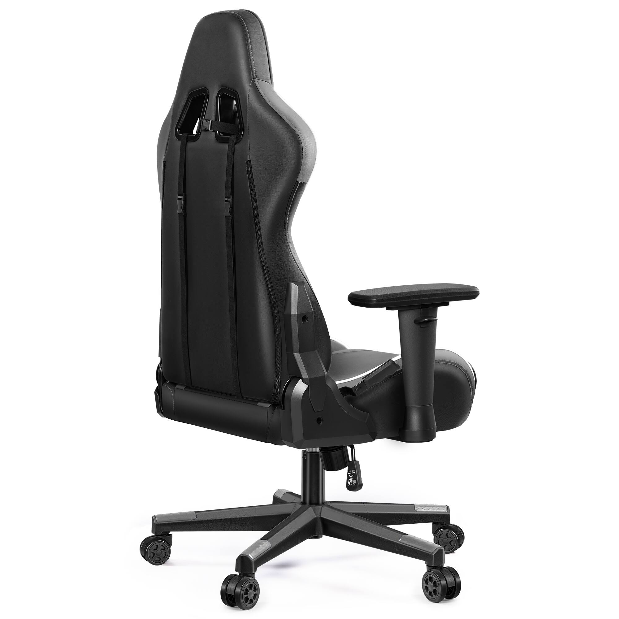 Back. Brick Attic - Ergonomic Computer Gaming Chair 3D Armrests, Swivel Desk Chair, Adjustable High Backrest with Lumbar Support - Black Grey.