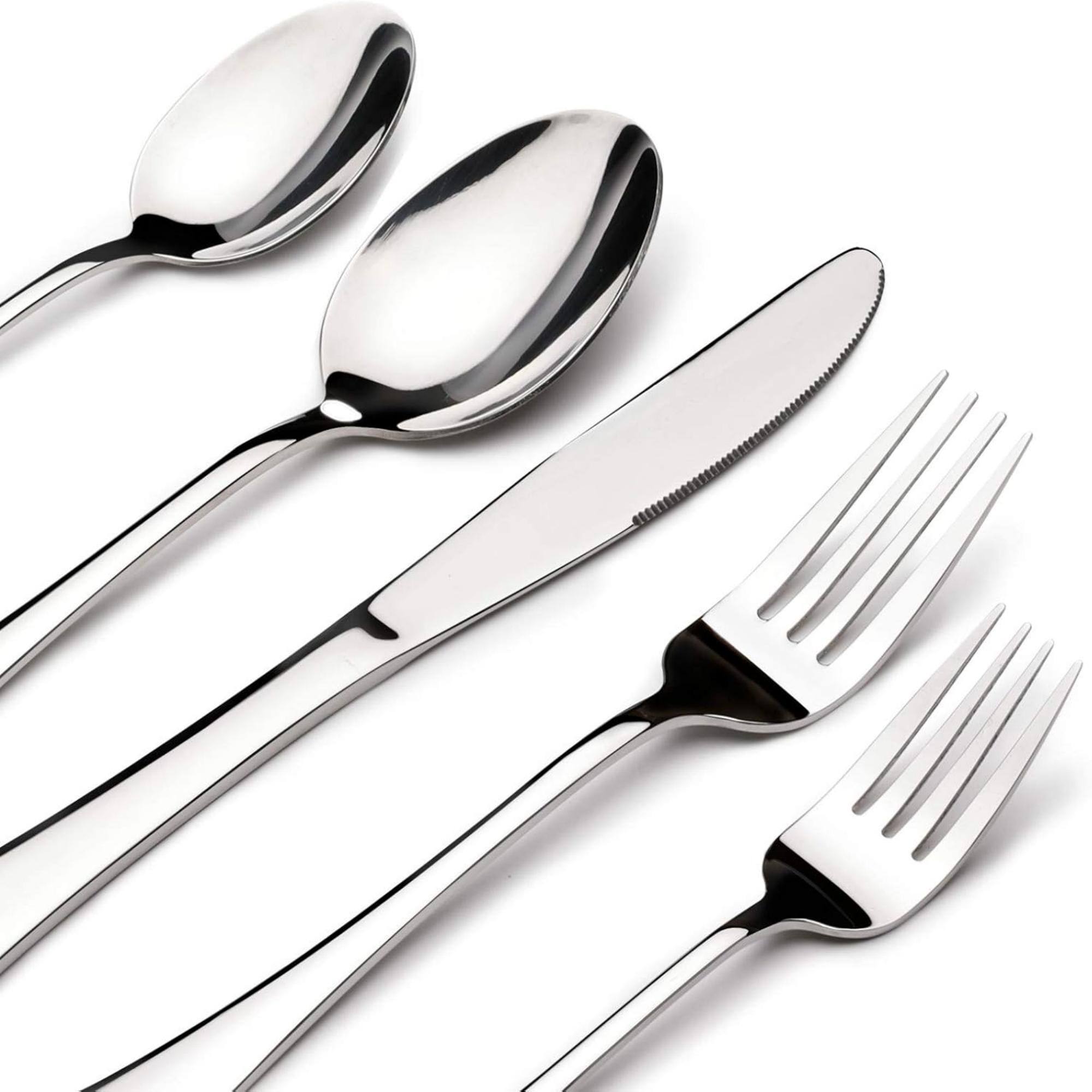 Dazzed Corner - Silverware Set for 8, 40 Piece Heavy Duty Stainless Steel Flatware Utensils Cutlery Set Including Knife Fork Spoon - silvery