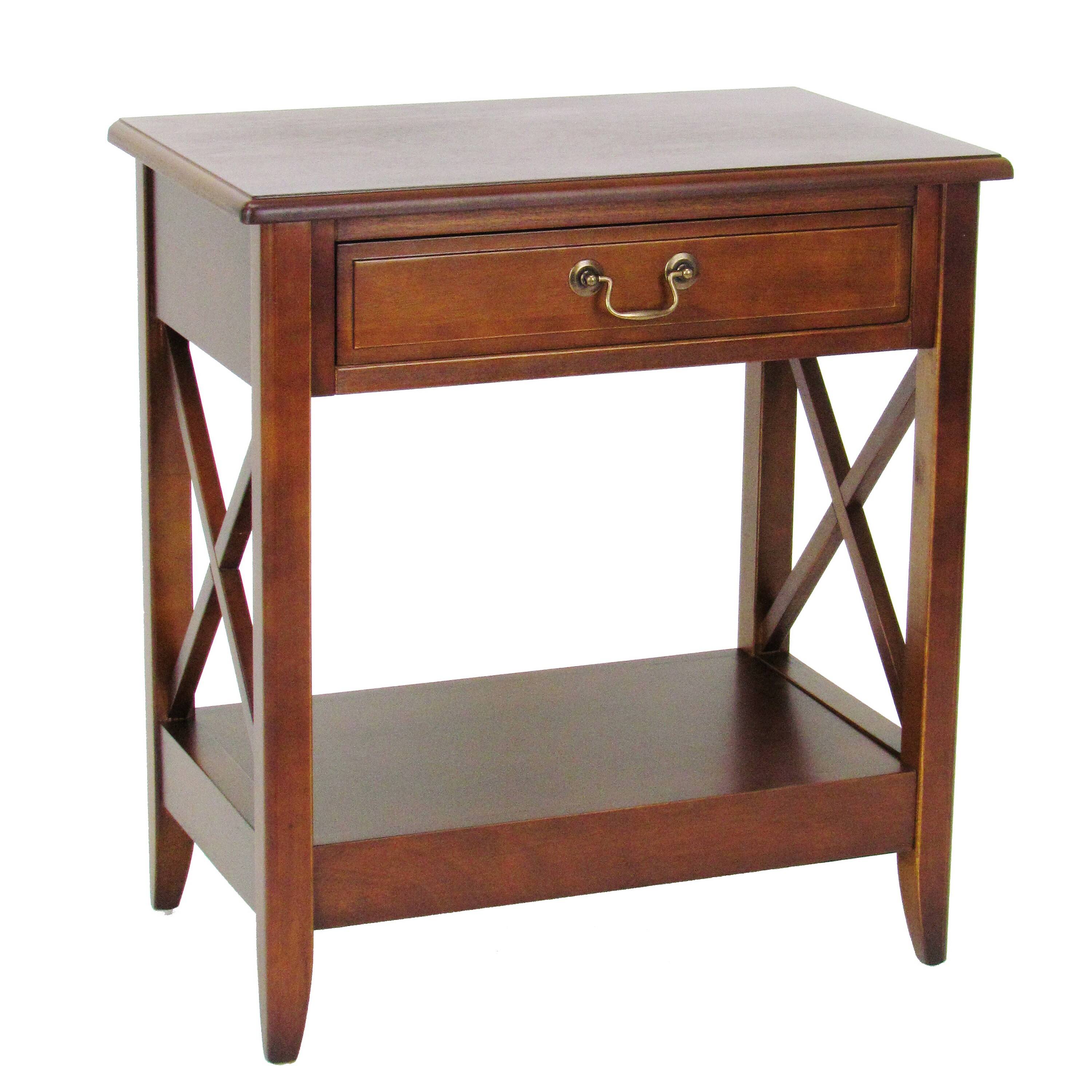 Front. Manhattan Lane - Transitional Style Nightstand with 1 Drawer and X Shape Sides - Brown.