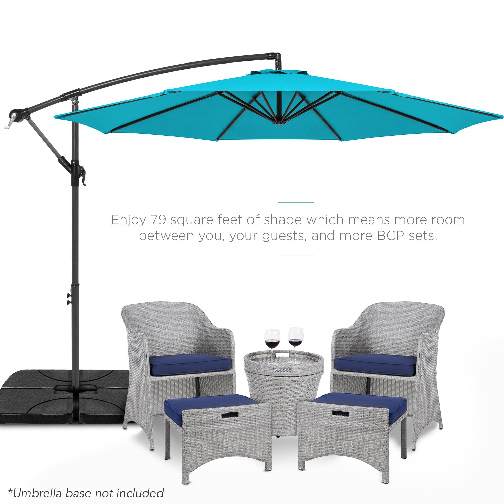 Enjoy 79 square feet of shade which means more room between you, your guests, and more BCP sets!

*Umbrella base not included