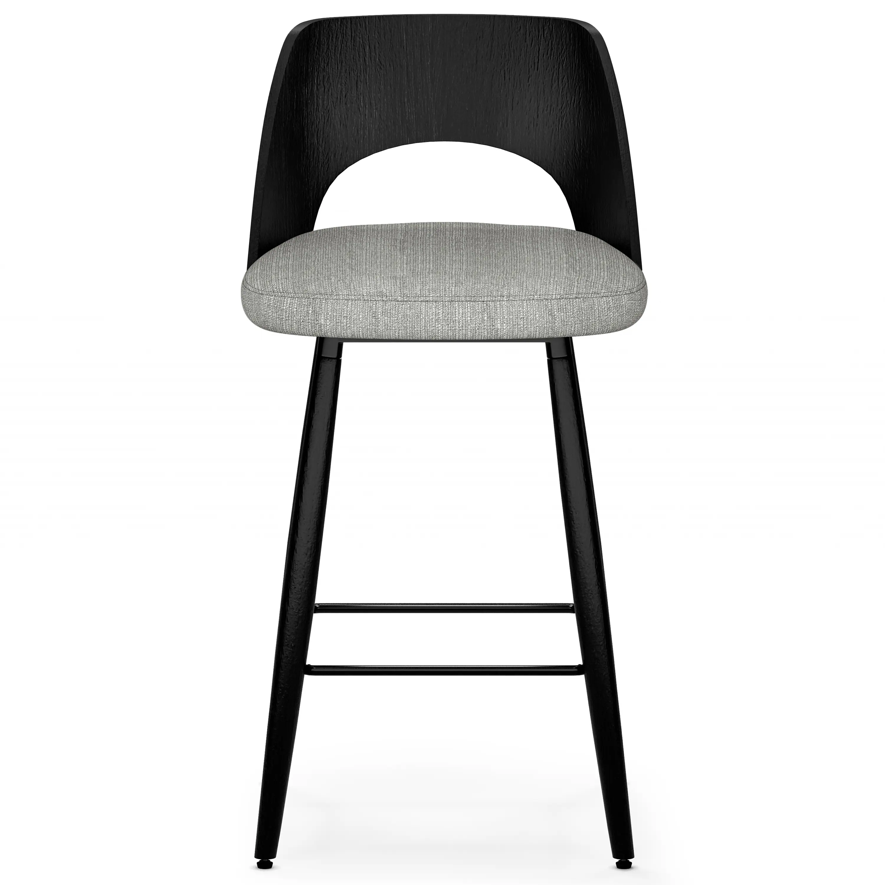 Left. Simpli Home - Callie Contemporary 16 inch Counter Height stool (Set of 2) in Grey Polyester linen fabric - Grey.
