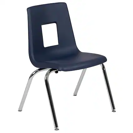 Front. Emma + Oliver - Student Stack School Chair - 16-inch - Navy.