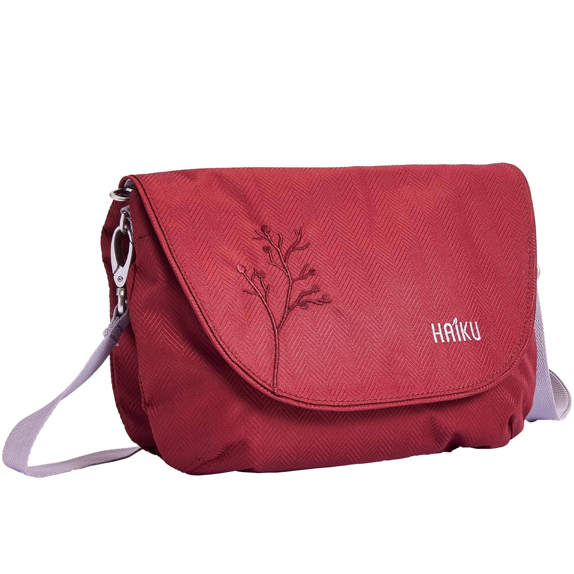 Angle. Haiku - Haiku Bliss RFID Blocking Crossbody Saddle Bag - Rosewood.