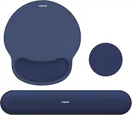 mosiso - Mouse Pad with Wrist Rest Support, 3-in-1 Gel Memory Foam Ergonomic Mouse Pad Set Non-Slip Base for Home/Office/Game - Navy Blue