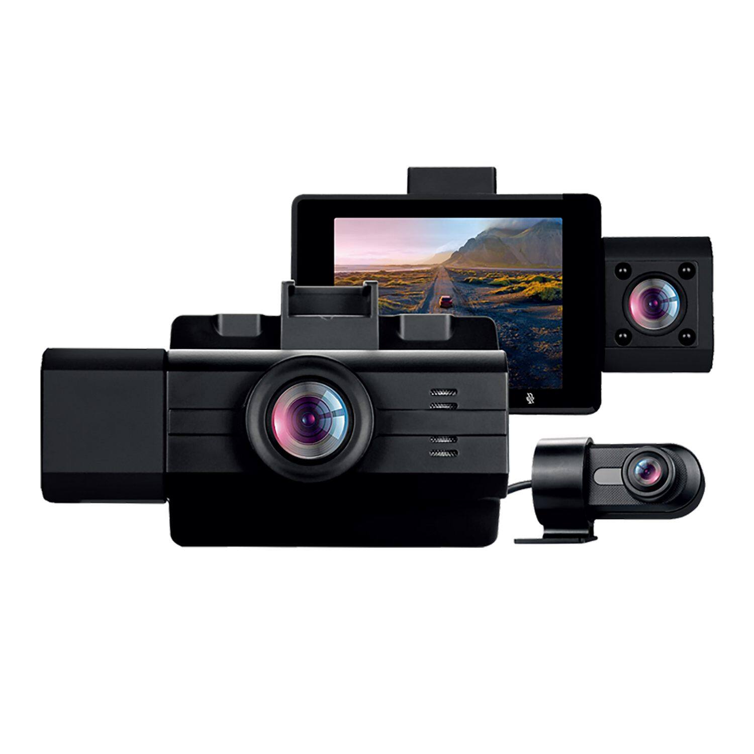 Front. myGEKOgear - GekoGear Scout Pro 2K 3-Channel Dash Cam - Black.