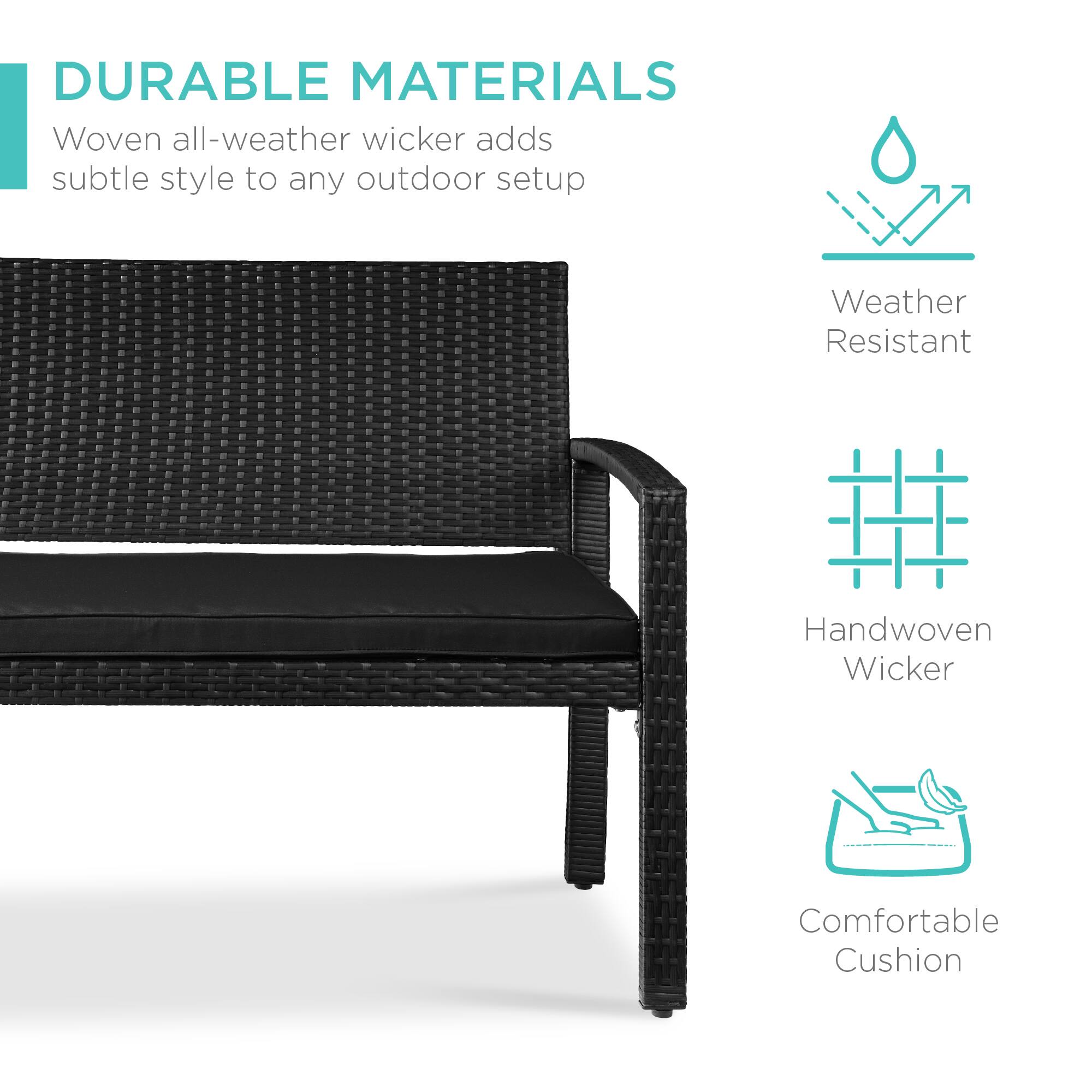 DURABLE MATERIALS

Woven all-weather wicker adds subtle style to any outdoor setup

- Weather Resistant
- Handwoven Wicker
- Comfortable Cushion