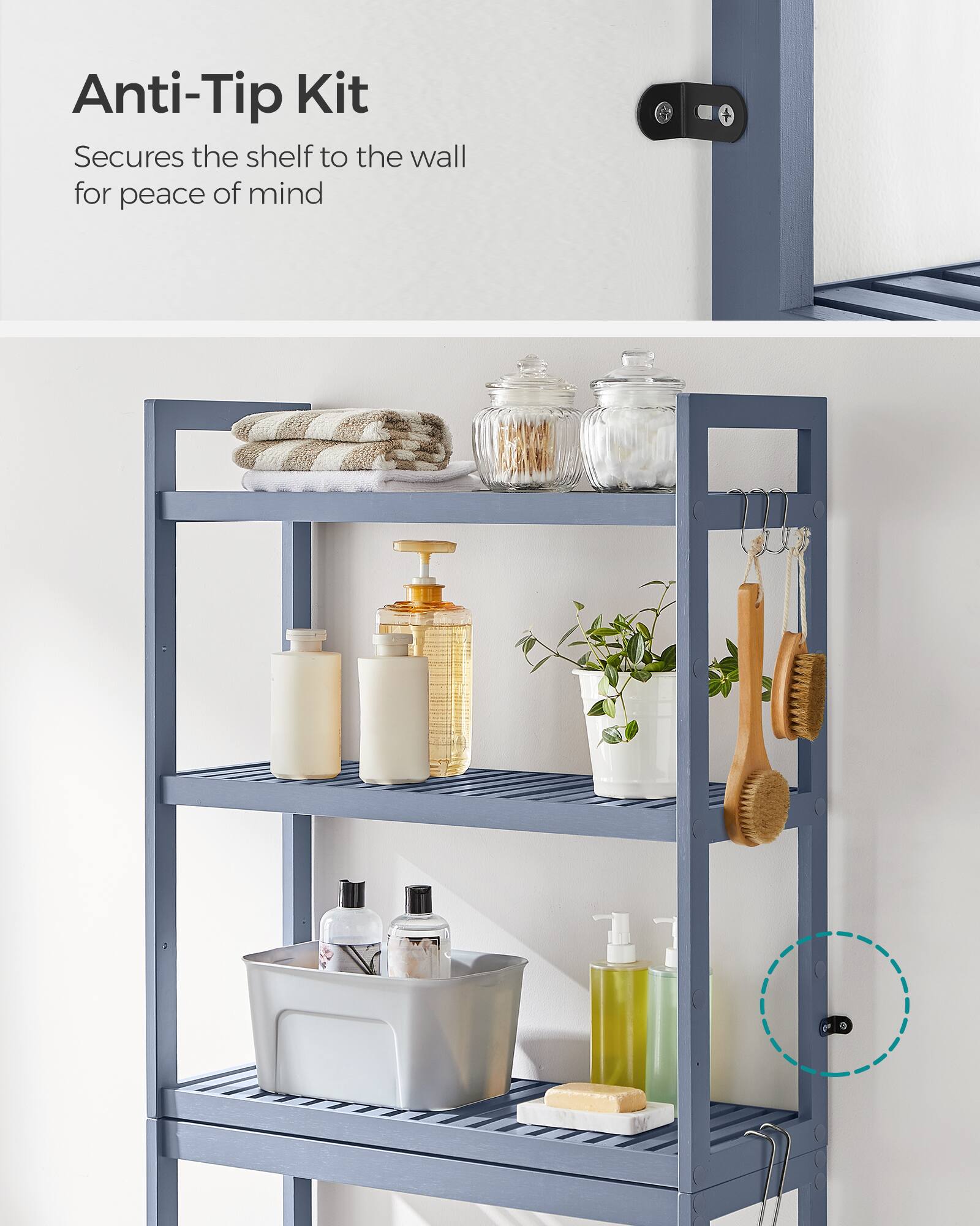 Anti-Tip Kit  
Secures the shelf to the wall for peace of mind