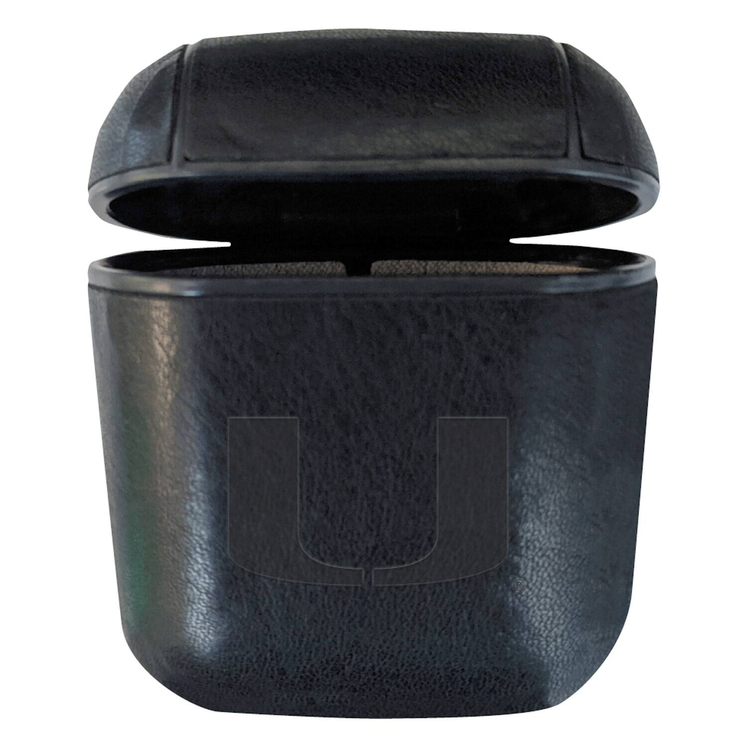 OTM Essentials - Miami Hurricanes Faux Leather Airpods Case - Black