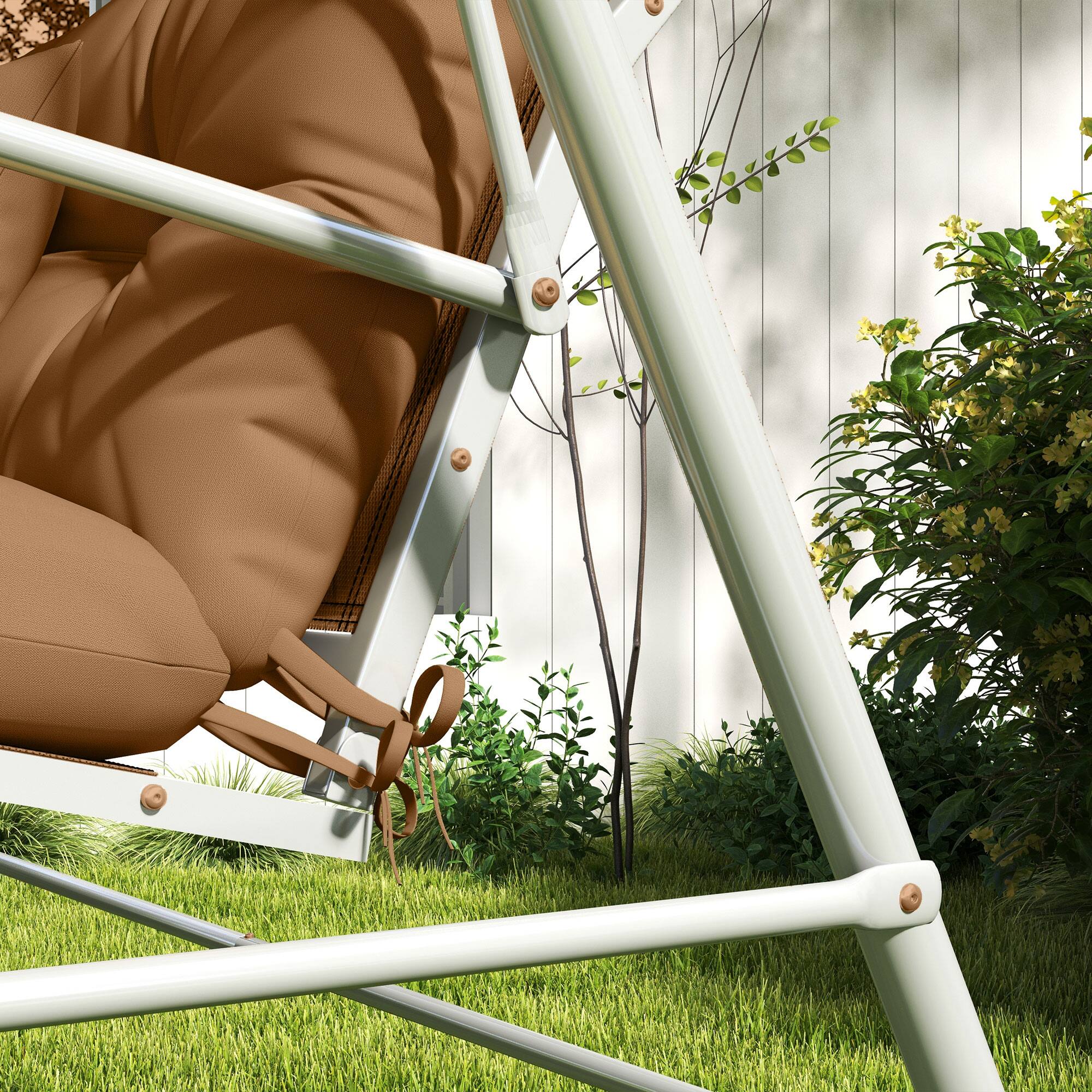 Alt View 8. Outsunny - 59" Tufted Bench Cushions & Throw Pillows, 4 Piece Swing Cushion Set, Indoor/Outdoor Replacement Bench Seat Pad - Tan.