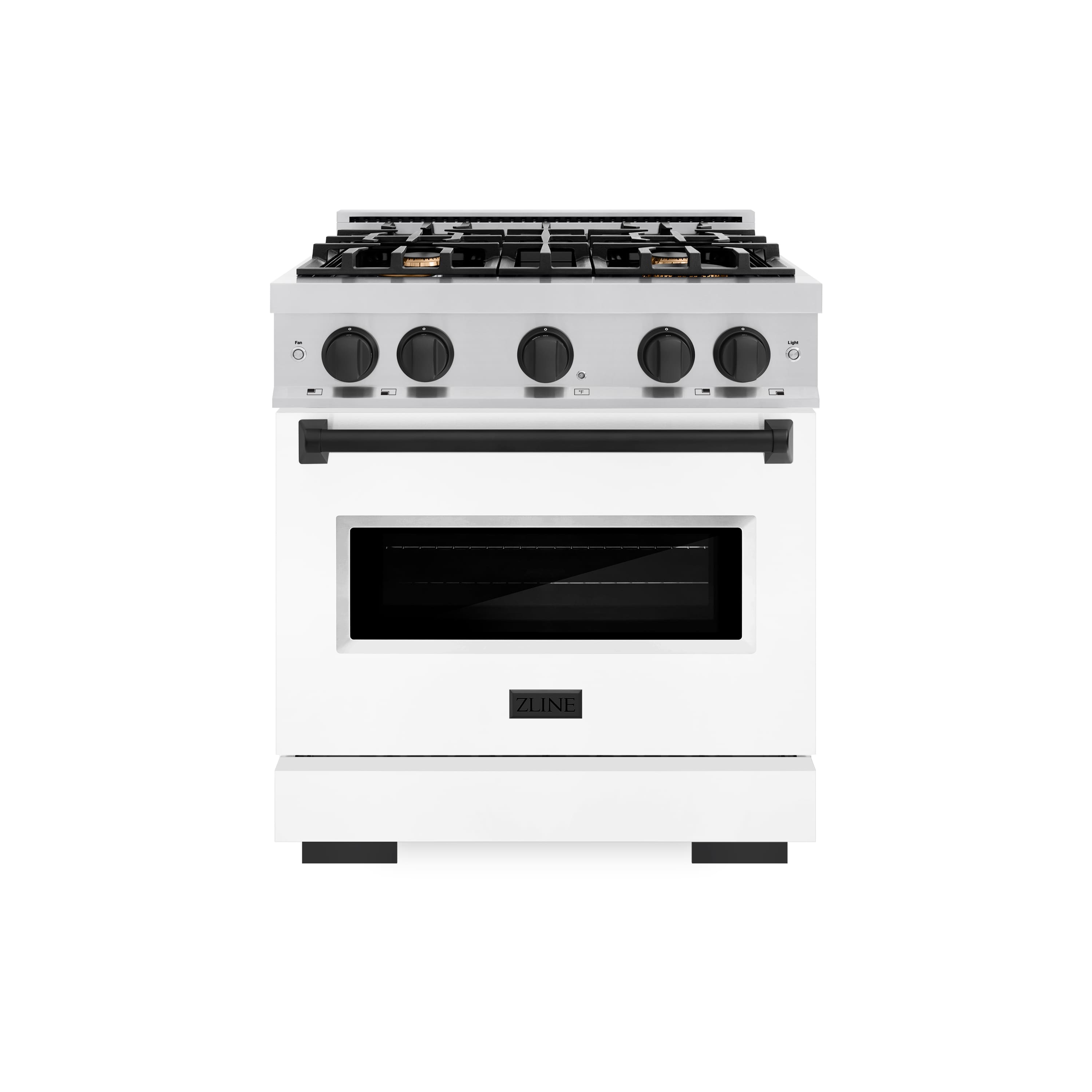 Front. ZLINE - Autograph 30" Classic Gas Range with 4 Burners and Black Accents (CGRZ-WM-30-MB) - White.