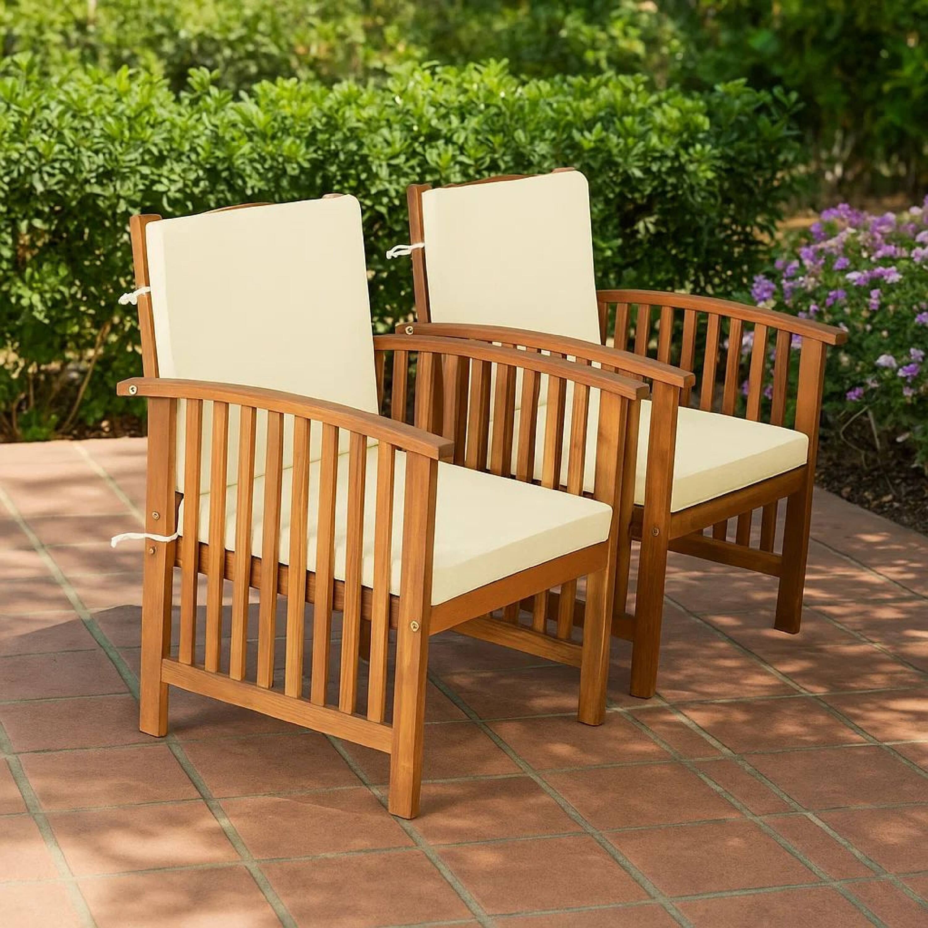 Alt View 8. Manhattan Lane - Kaila Outdoor Armchair Set of 2, Beige Cushions - Beige, Natural Brown.