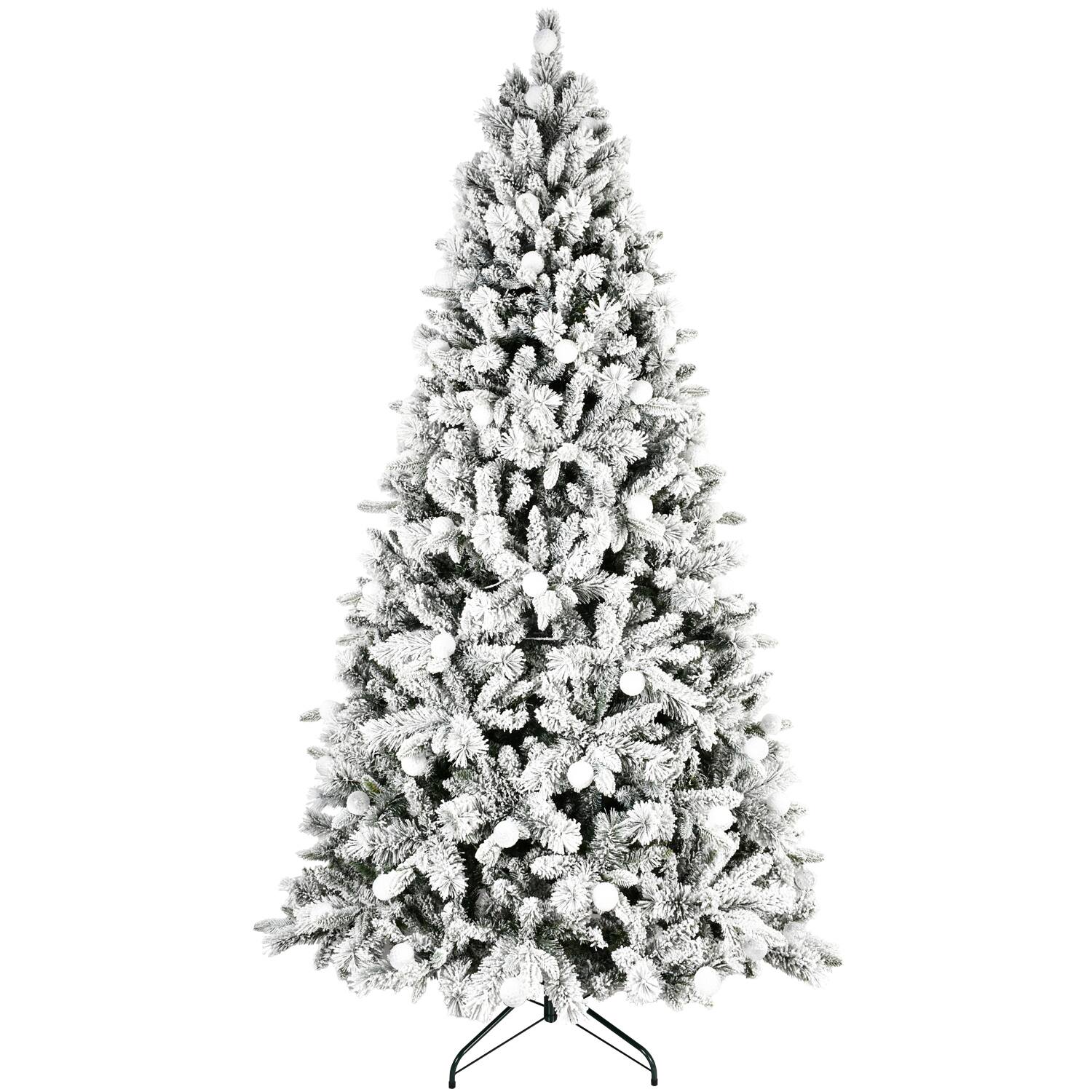 Alt View 1. Spaco - Spaco 8ft Flocked Christmas Tree with Warm White Lights and Hinged Base - Green.