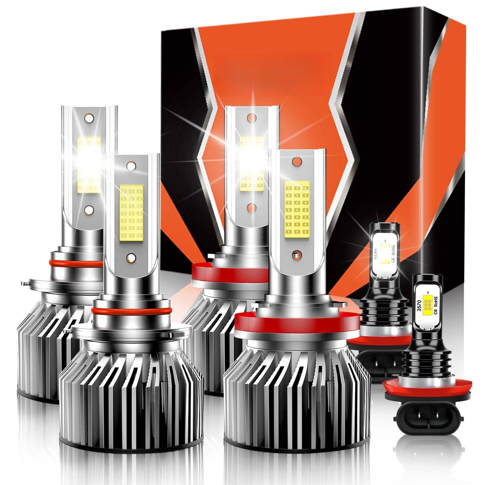 COTTAGE - high low beam fog light bulbs combo pack fit honda accord driving plug play white car lamp bulb kit - For Pathfinder (2013-2016) 6pcs