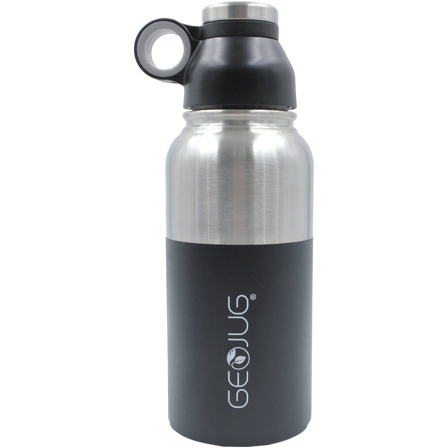 Front. Brentwood - Brentwood Geojug G-1032bk Stainless Steel Vacuum-insulated Water Bottle (0.9 L; Black/silver) - black.