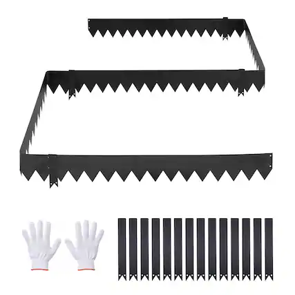 Front. VEVOR - Galvanized Steel Landscape Edging, 12-Pack 40 x 6 Inch Metal Edging for Landscaping with 14 Mounting Clips - Black.