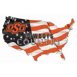Fan Creations - Oklahoma State Cowboys USA Flag Cutout Sign - Multicolor