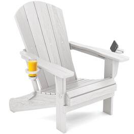 SERWALL - Adirondack Chair with Cup Holders,Composite Adirondack Chairs,HDPE Outdoor Chairs - White