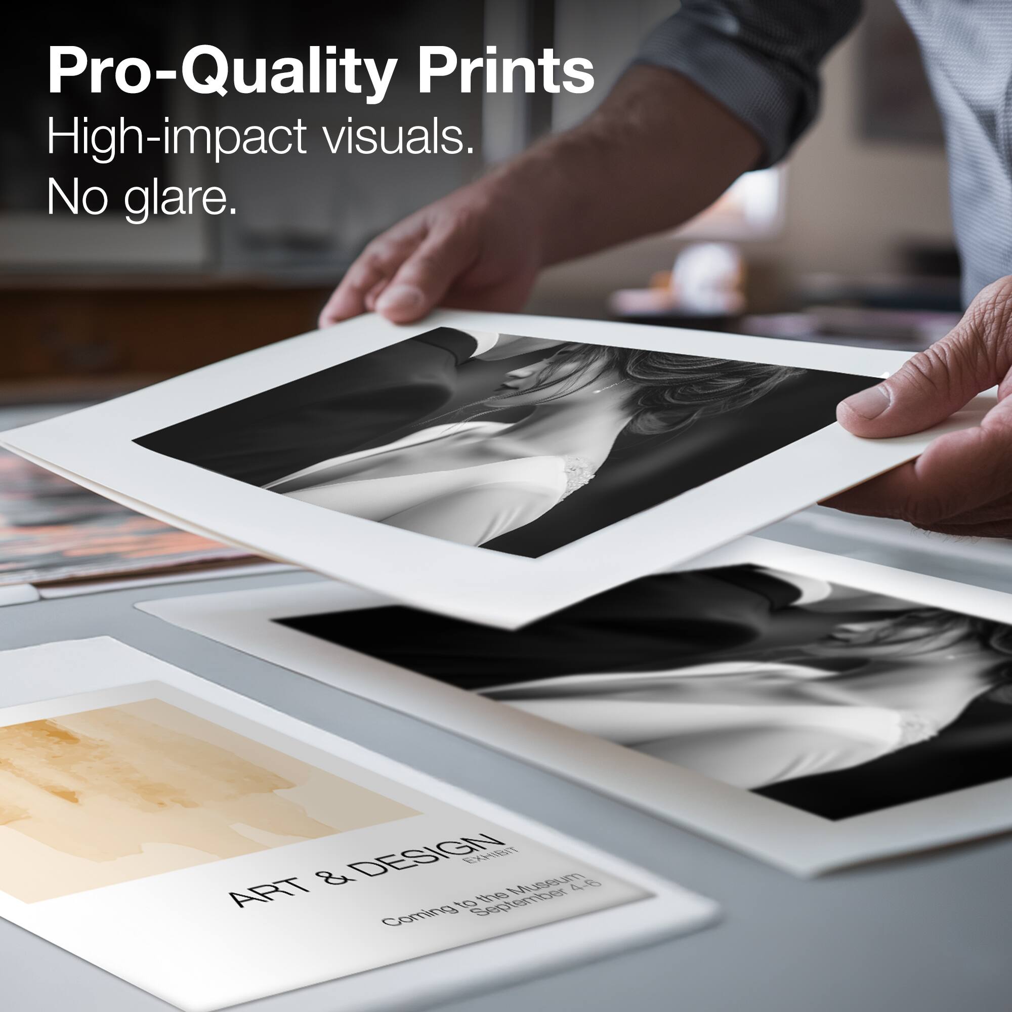 Pro-Quality Prints  
High-impact visuals.  
No glare.  

DESIGN THX  
ART & Mussum  
48 d  
10 September  

Coming to the  
Corning Museum  
September 4-8