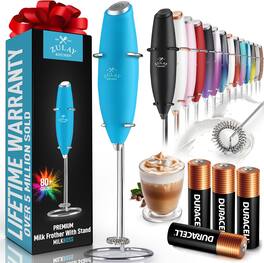 Zulay Kitchen - Powerful Milk Frother Handheld Foam Maker for Lattes - Teal