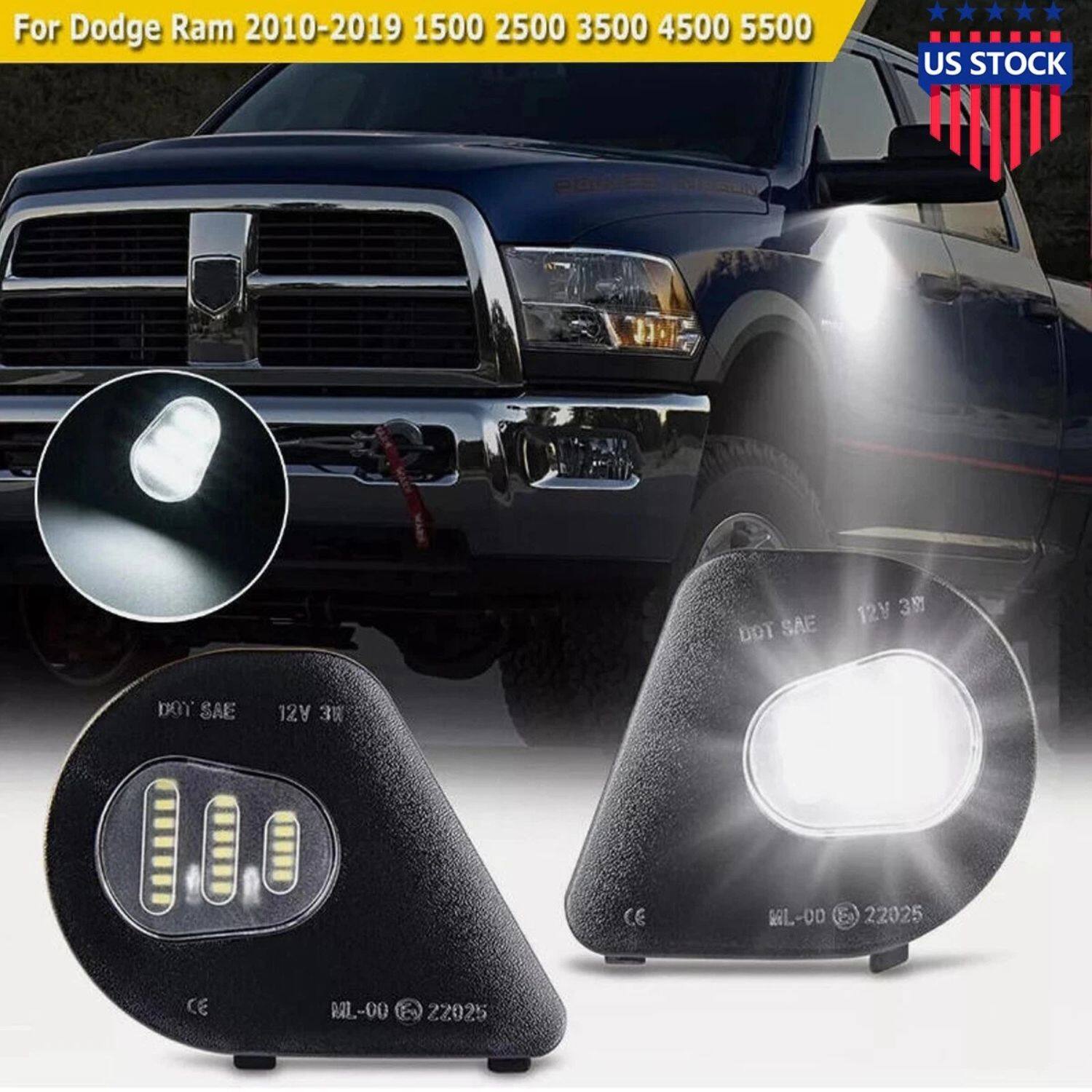 For Dodge Ram 2010-2019 1500 2500 3500 4500 5500  
US STOCK  
DOT SAE 12V 35W  
CE GL-00 22025  
CE RAL-00 22025