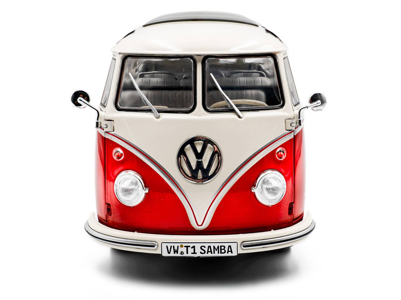 Alt View 1. Solido - 1962 Volkswagen T1 Samba Bus Red and White 1/18 Diecast Model Car by Solido - Red and White.
